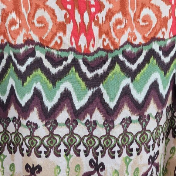 Vtg R&K Dress Boho Tribal Sleeveless Shift Tea Length Warm Neutrals Beaded Sz 8 - Picture 5 of 13